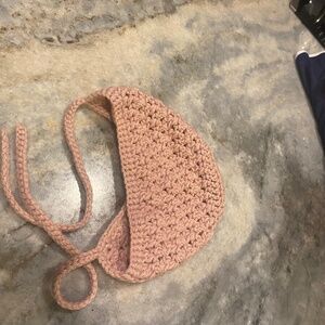 Rose Pink Winter Knit Bonnet Hat - 6 months